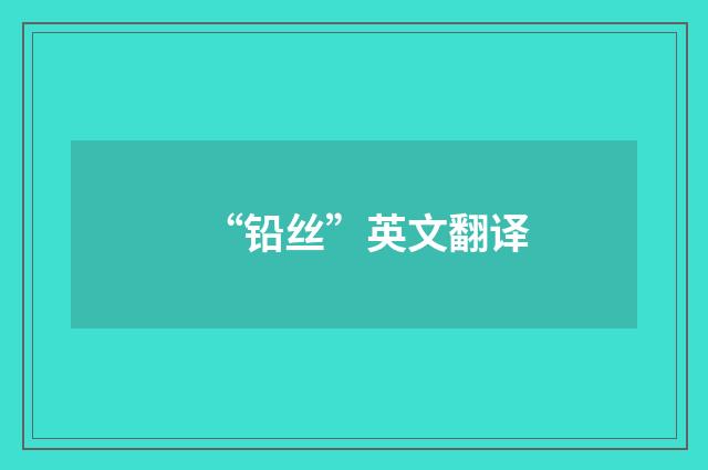 “铅丝”英文翻译