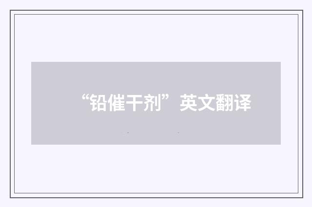 “铅催干剂”英文翻译