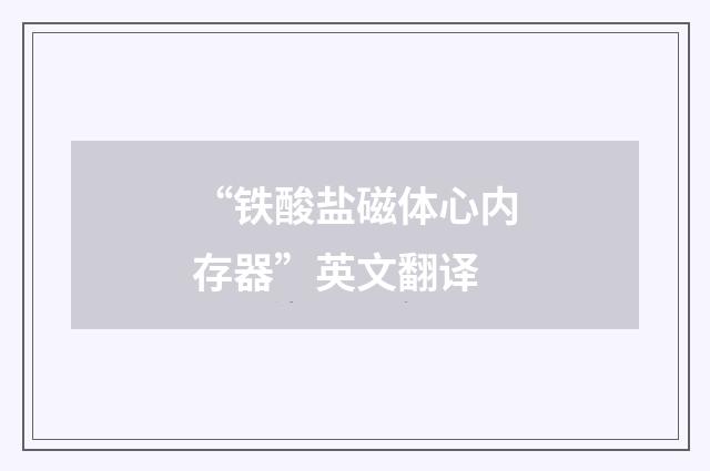 “铁酸盐磁体心内存器”英文翻译