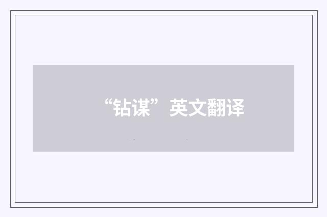 “钻谋”英文翻译