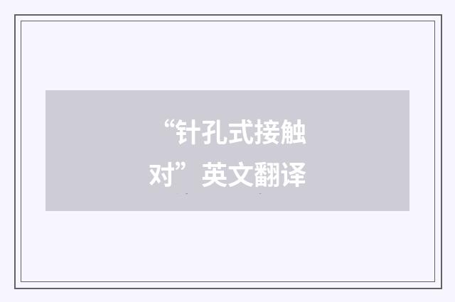 “针孔式接触对”英文翻译