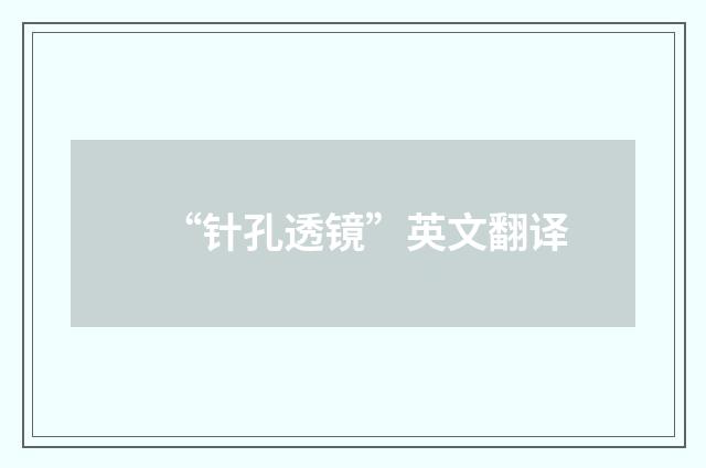 “针孔透镜”英文翻译