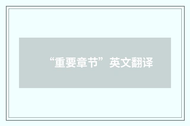 “重要章节”英文翻译