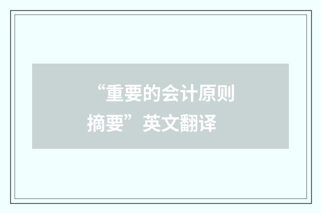 “重要的会计原则摘要”英文翻译