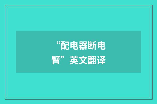 “配电器断电臂”英文翻译
