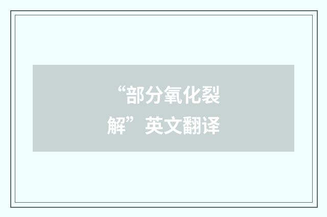 “部分氧化裂解”英文翻译