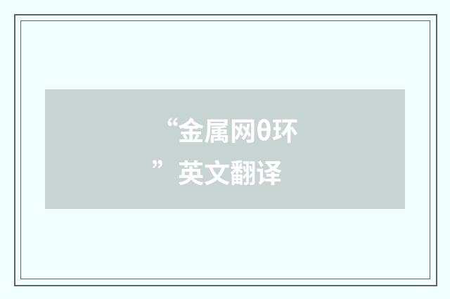 “金属网θ环”英文翻译