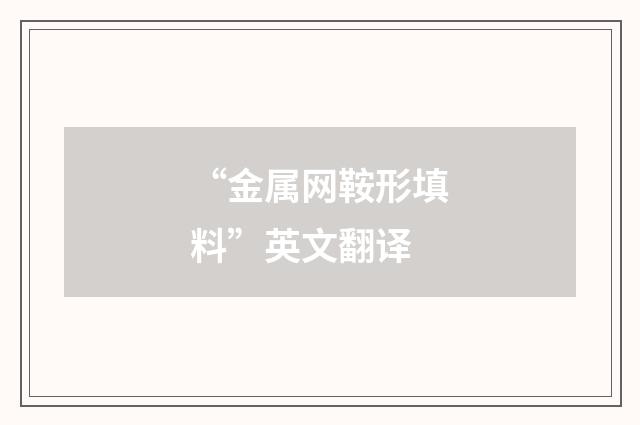 “金属网鞍形填料”英文翻译
