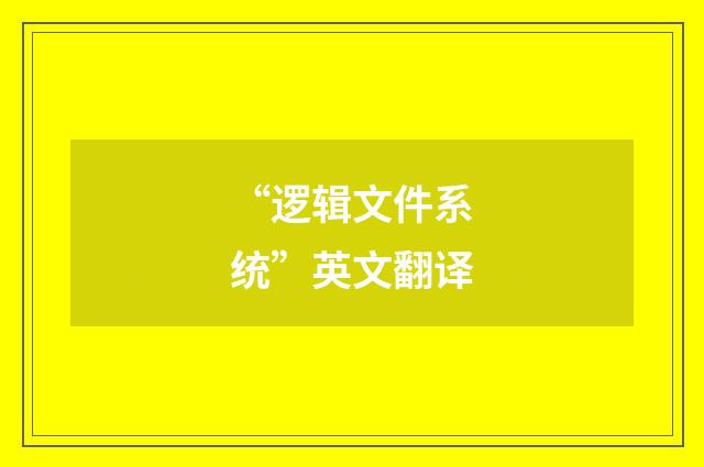 “逻辑文件系统”英文翻译