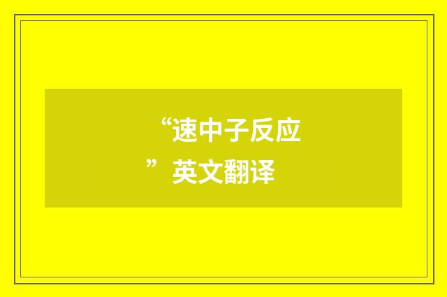 “速中子反应”英文翻译