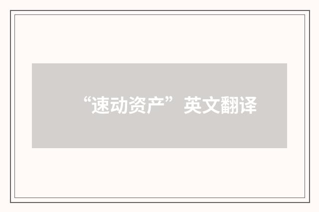 “速动资产”英文翻译