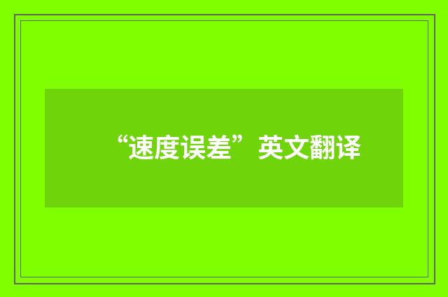 “速度误差”英文翻译