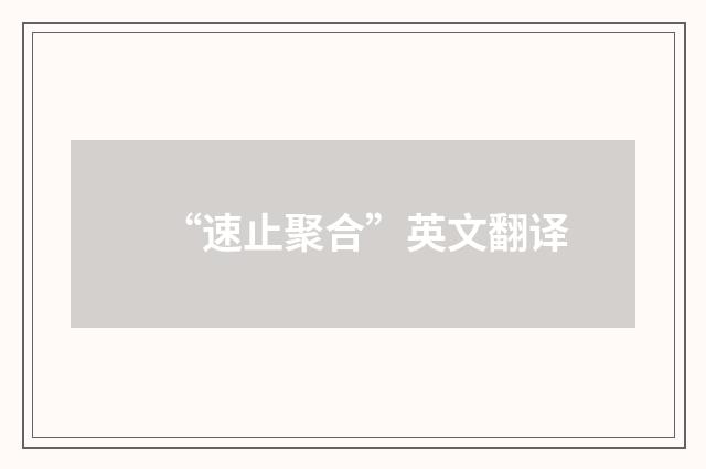 “速止聚合”英文翻译