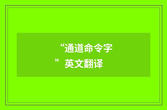 “通道命令字”英文翻译