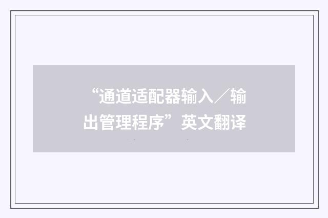 “通道适配器输入／输出管理程序”英文翻译