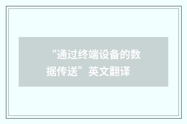 “通过终端设备的数据传送”英文翻译