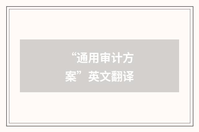 “通用审计方案”英文翻译