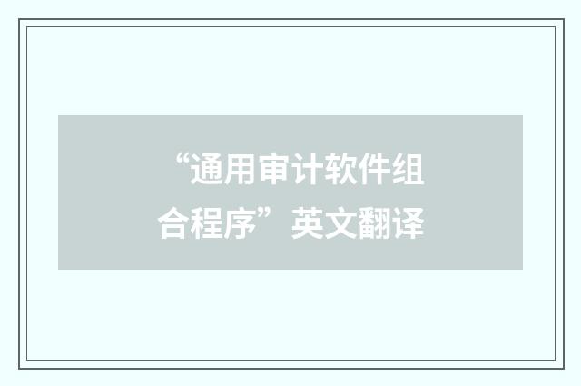 “通用审计软件组合程序”英文翻译