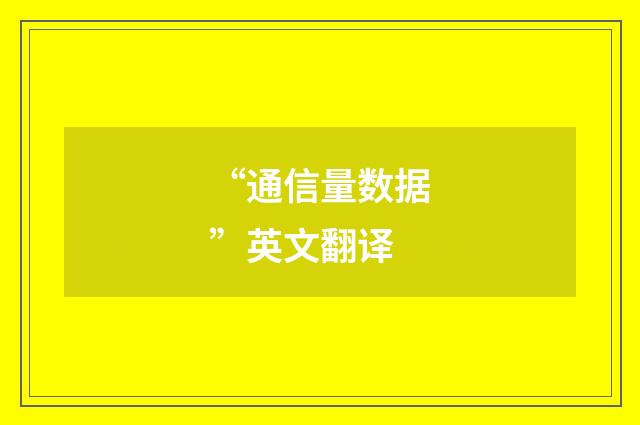 “通信量数据”英文翻译