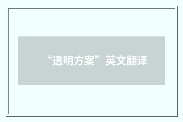 “透明方案”英文翻译