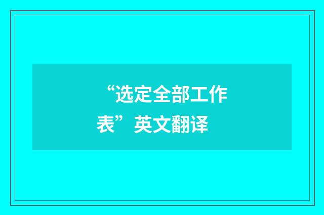 “选定全部工作表”英文翻译