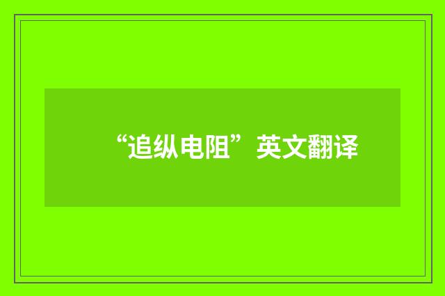 “追纵电阻”英文翻译