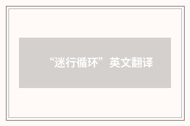 “迷行循环”英文翻译
