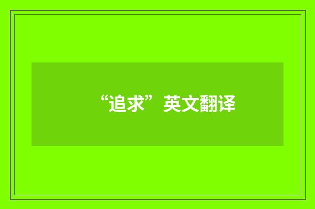 “追求”英文翻译
