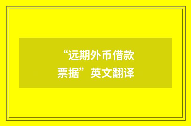 “远期外币借款票据”英文翻译