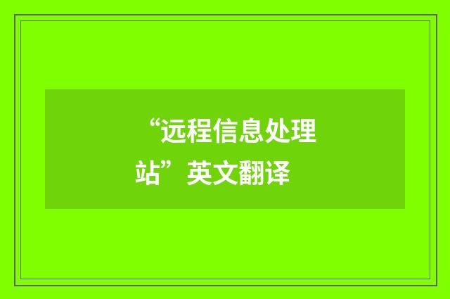 “远程信息处理站”英文翻译