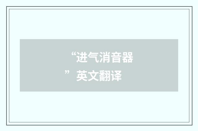 “进气消音器”英文翻译