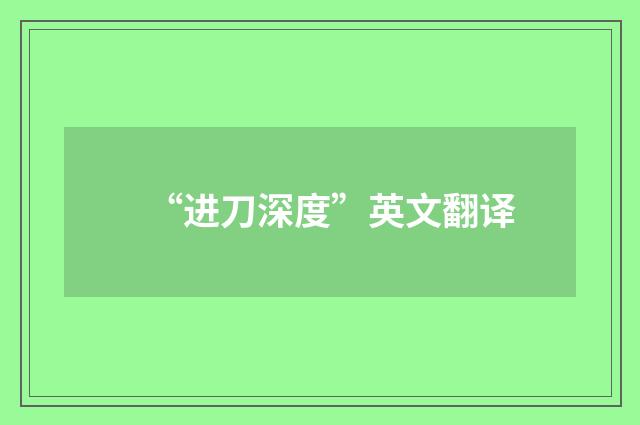 “进刀深度”英文翻译