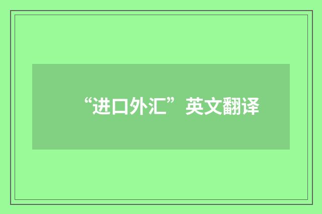 “进口外汇”英文翻译