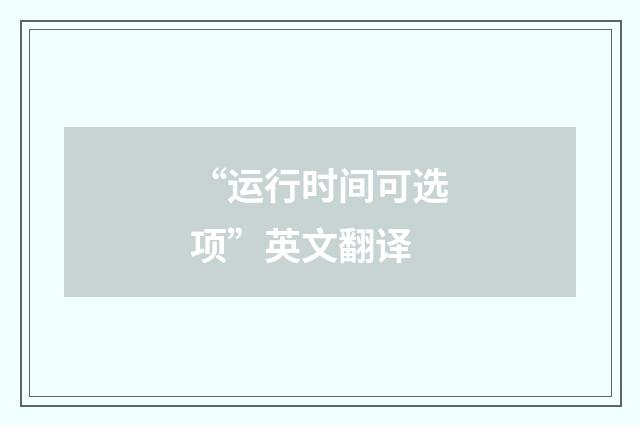 “运行时间可选项”英文翻译