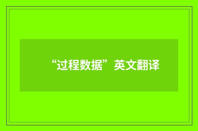 “过程数据”英文翻译