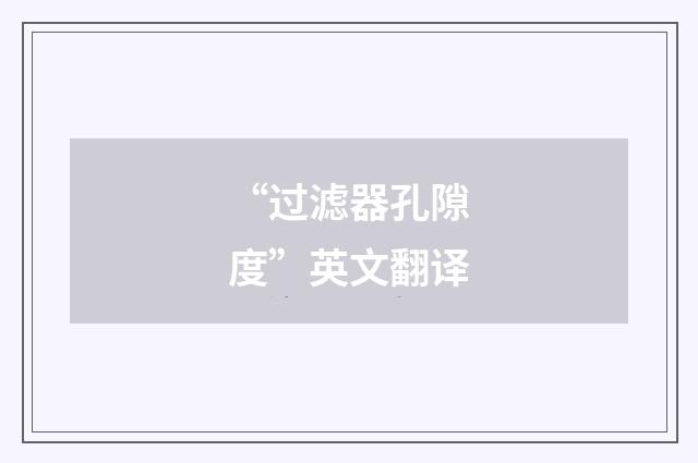 “过滤器孔隙度”英文翻译