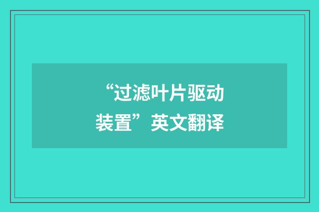 “过滤叶片驱动装置”英文翻译