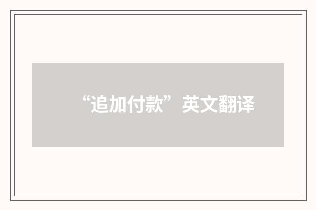 “追加付款”英文翻译