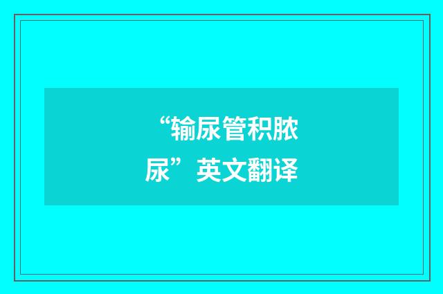 “输尿管积脓尿”英文翻译