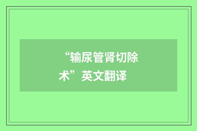 “输尿管肾切除术”英文翻译