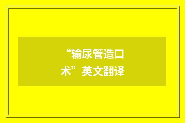 “输尿管造口术”英文翻译