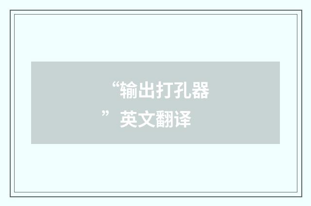 “输出打孔器”英文翻译