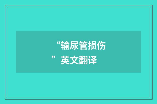 “输尿管损伤”英文翻译