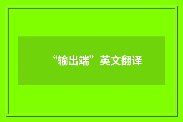 “输出端”英文翻译