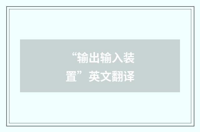 “输出输入装置”英文翻译
