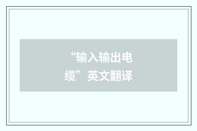 “输入输出电缆”英文翻译