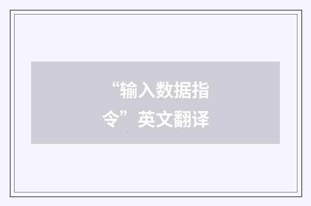 “输入数据指令”英文翻译