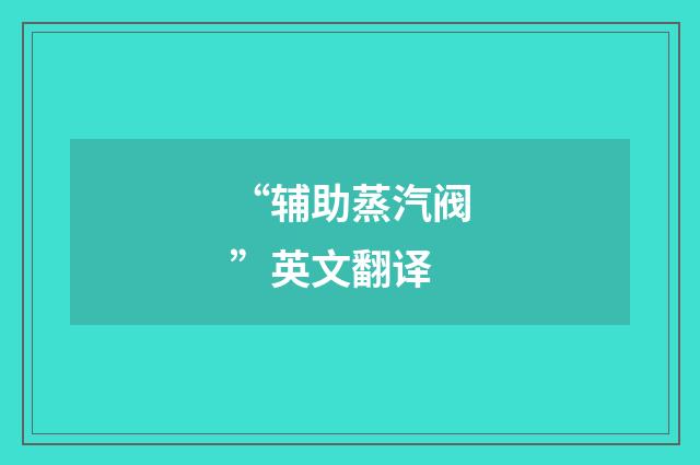 “辅助蒸汽阀”英文翻译