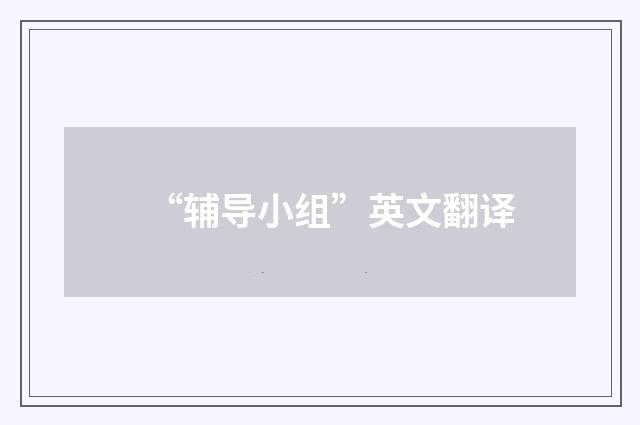 “辅导小组”英文翻译
