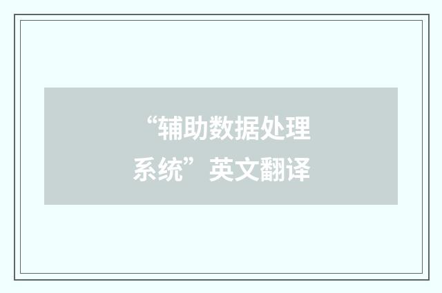“辅助数据处理系统”英文翻译